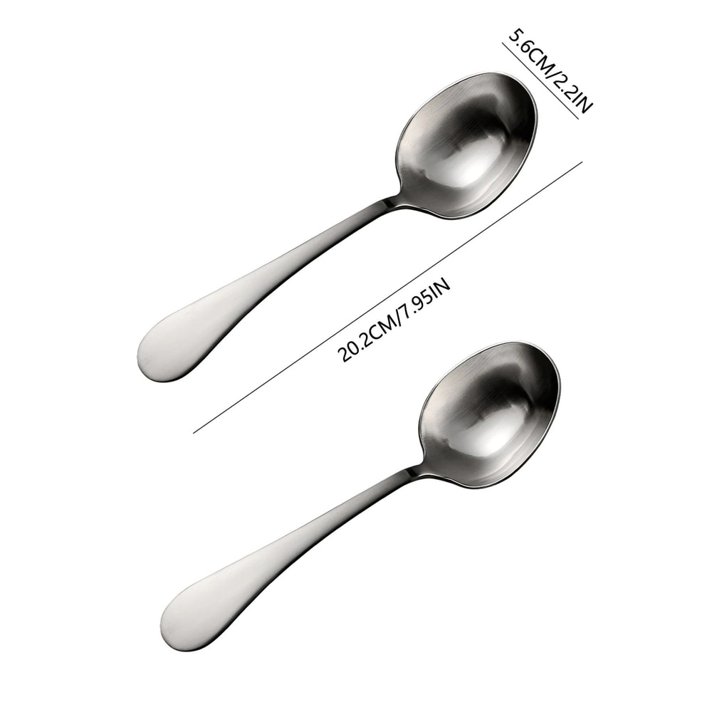 316 Stainless Steel Deep Round Soup Spoons And Large Dinner Spoons 7