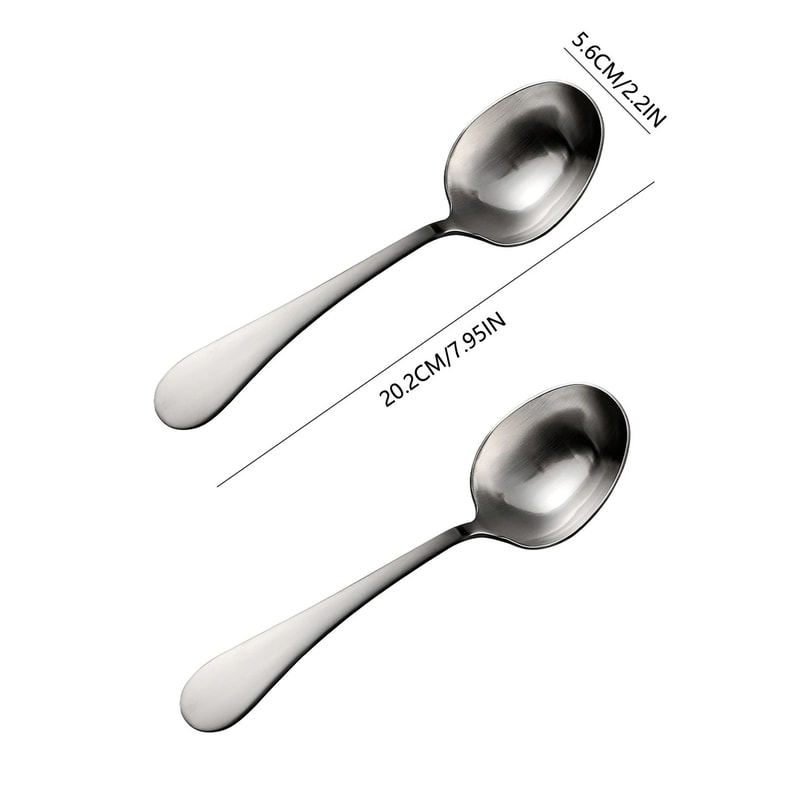 316 Stainless Steel Deep Round Soup Spoons And Large Dinner Spoons 7