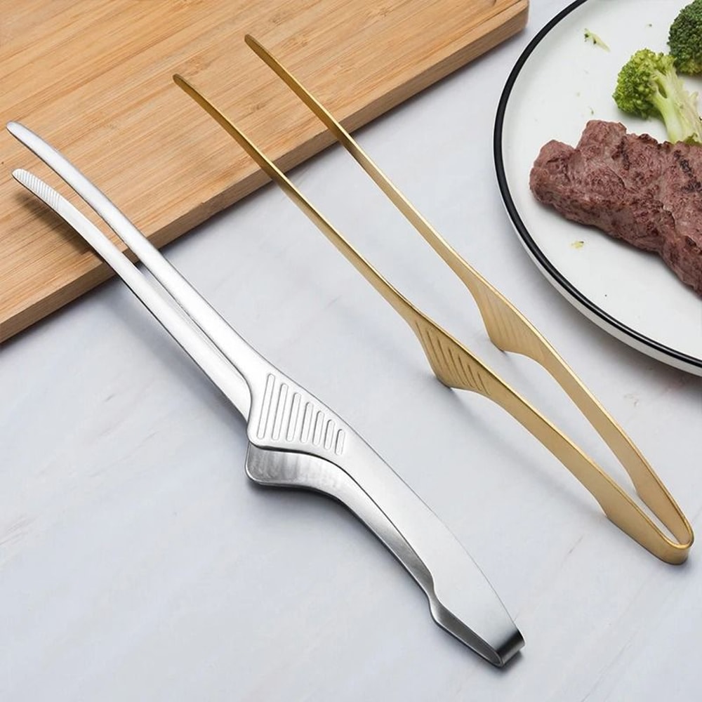 Stainless Steel BBQ Food Tongs And NonStick Steak Clamp 1