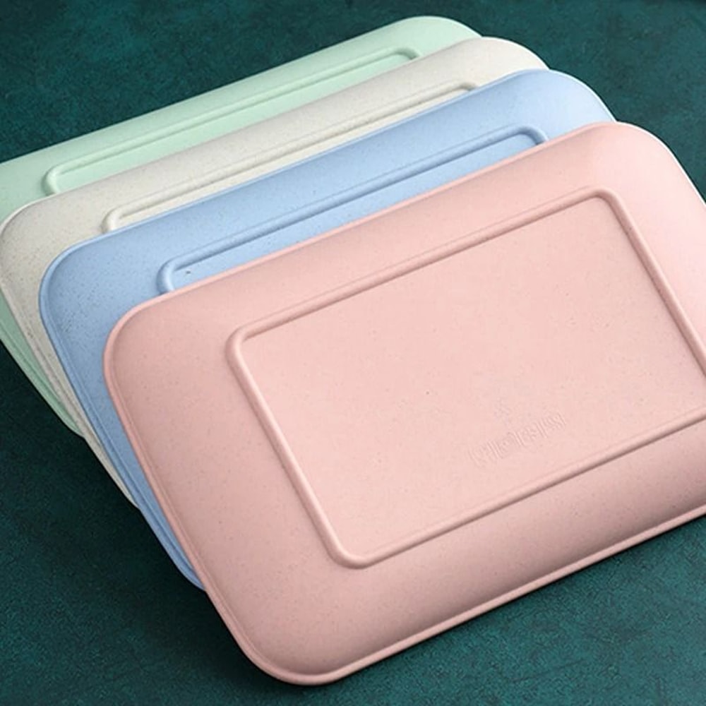 Wheat Straw Rectangular Dessert Plates 4 Piece Lightweight Set 4