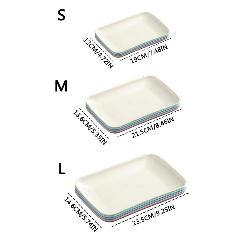 Wheat Straw Rectangular Dessert Plates 4 Piece Lightweight Set 5