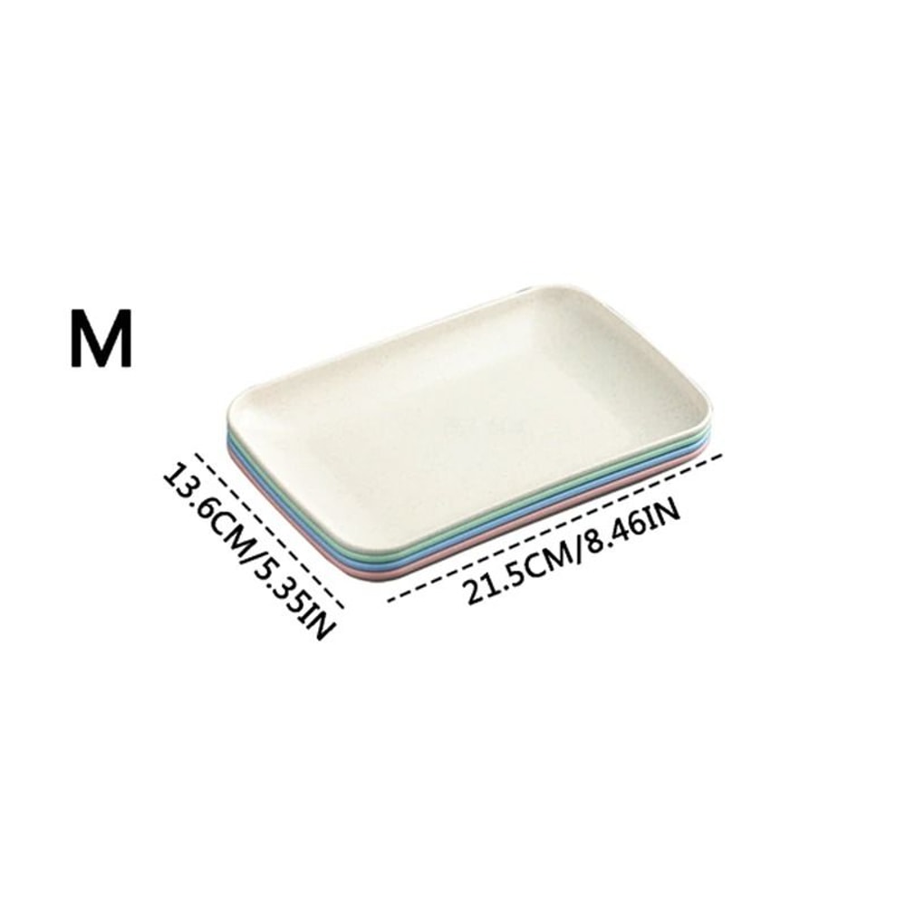 Wheat Straw Rectangular Dessert Plates 4 Piece Lightweight Set 8