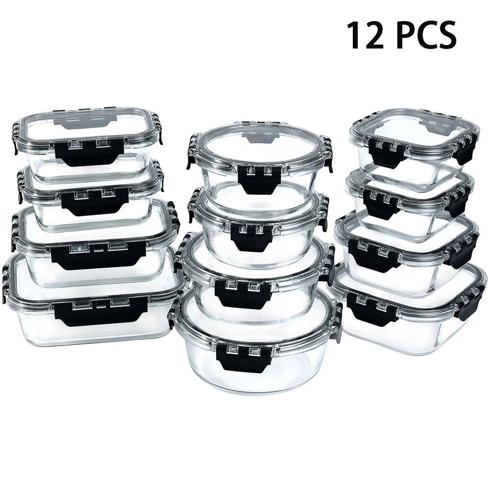 12Piece Glass Lunch Box Set And Airtight Meal Prep Containers 6