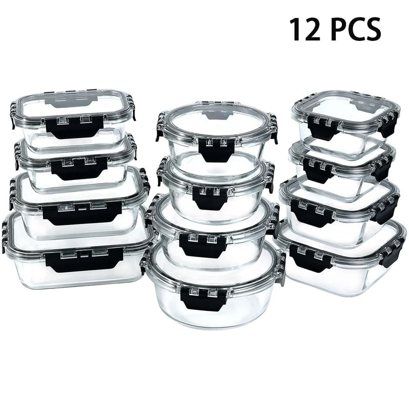 12Piece Glass Lunch Box Set And Airtight Meal Prep Containers 6