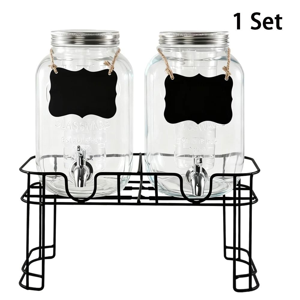 2Pack 1Gallon Glass Drink Dispensers With Metal Stands And 304 Stainless Steel Faucets 6