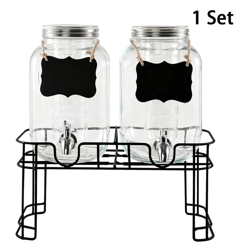 2Pack 1Gallon Glass Drink Dispensers With Metal Stands And 304 Stainless Steel Faucets 6