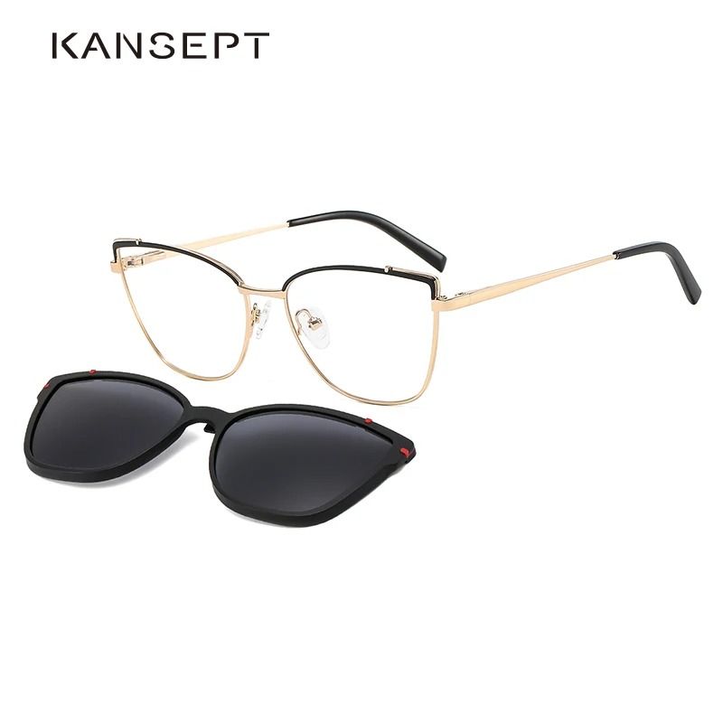 KANSEPT Womens 2In1 Magnetic Polarized Sunglasses And Cat Eye Optical Frame Set 4
