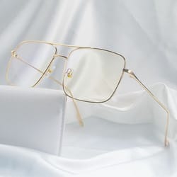 vintage oversized square metal eyeglasses - gold fashion frames