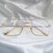 Vintage Oversized Square Metal Eyeglasses Gold Fashion Frames 1
