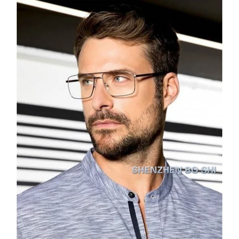 Vintage Oversized Square Metal Eyeglasses Gold Fashion Frames 2