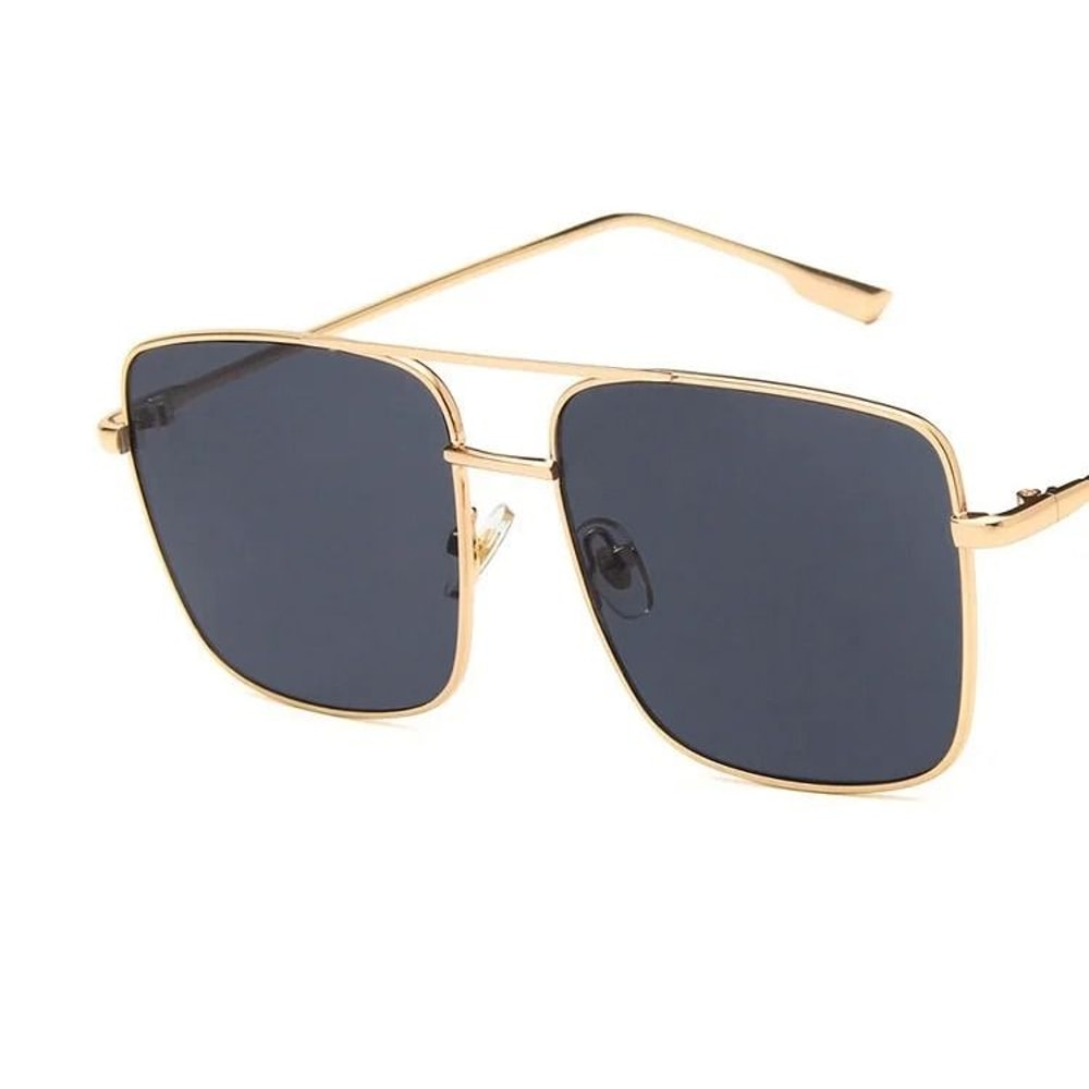 Vintage Oversized Square Metal Eyeglasses Gold Fashion Frames 9