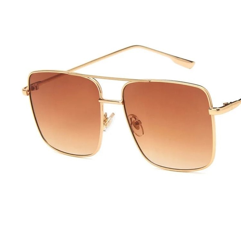 Vintage Oversized Square Metal Eyeglasses Gold Fashion Frames 6