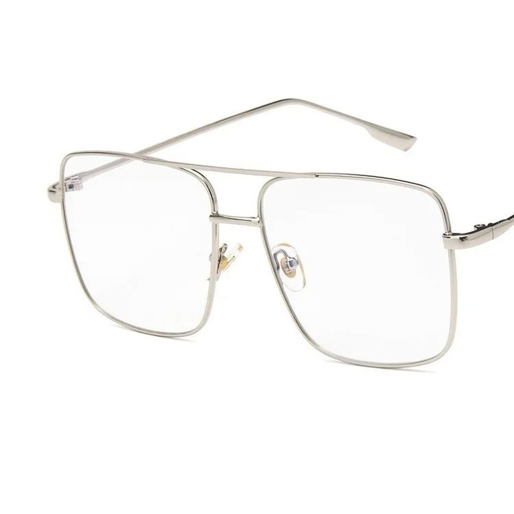 Vintage Oversized Square Metal Eyeglasses Gold Fashion Frames 7