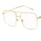 Vintage Oversized Square Metal Eyeglasses Gold Fashion Frames 8