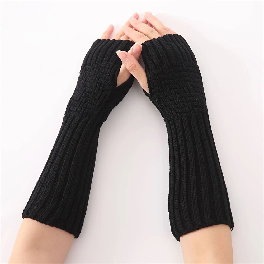 Unisex Crochet Fingerless Long Gloves And Knit Arm Warmers 2