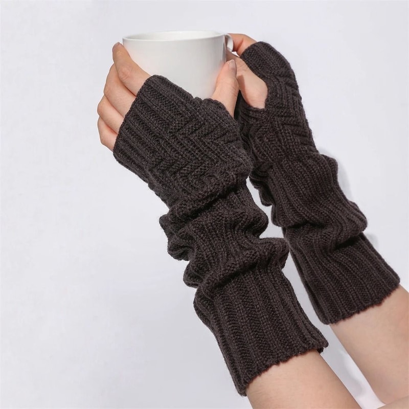 Unisex Crochet Fingerless Long Gloves And Knit Arm Warmers 3