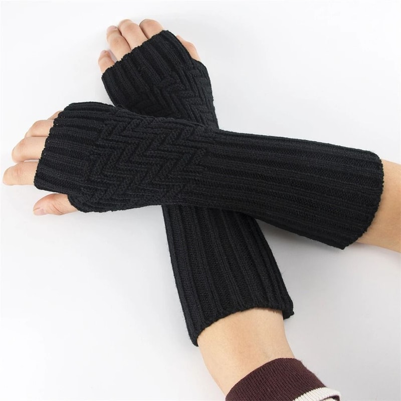 Unisex Crochet Fingerless Long Gloves And Knit Arm Warmers 5