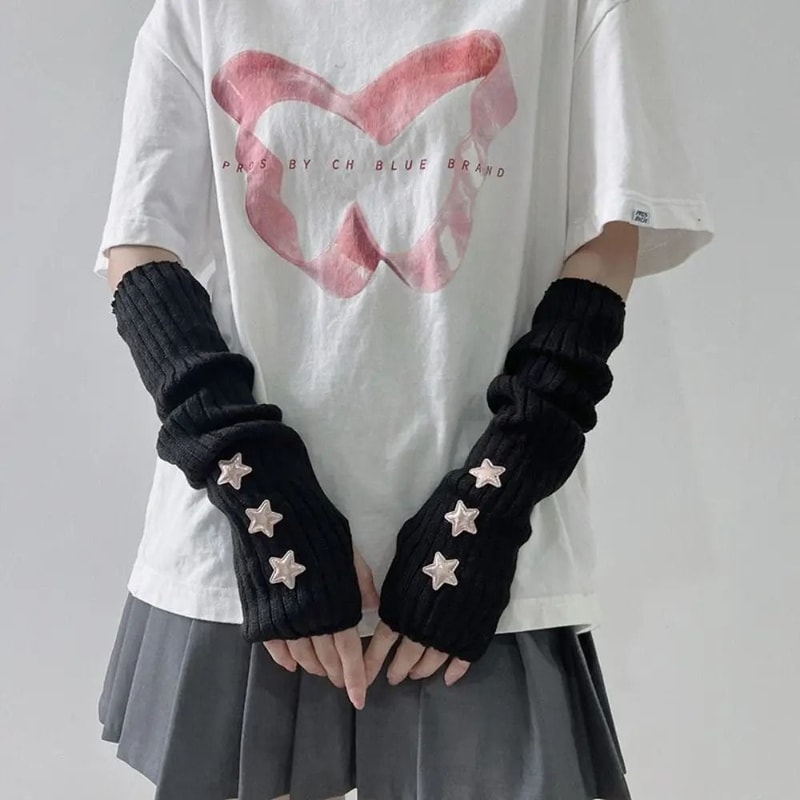 Elegant LaceTrimmed Knitted Arm Warmers Lolita Harajuku Style 0