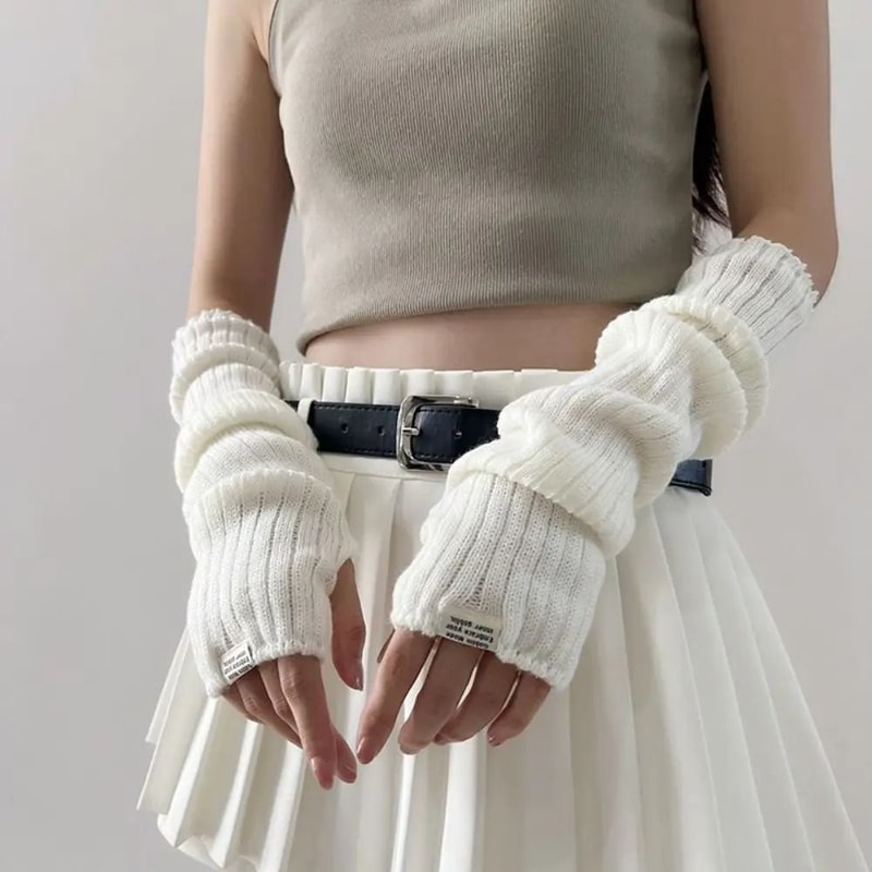 Elegant LaceTrimmed Knitted Arm Warmers Lolita Harajuku Style 3