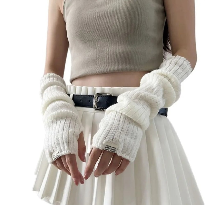 Elegant LaceTrimmed Knitted Arm Warmers Lolita Harajuku Style 11