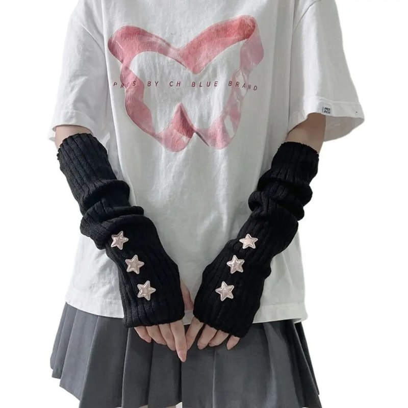 Elegant LaceTrimmed Knitted Arm Warmers Lolita Harajuku Style 8