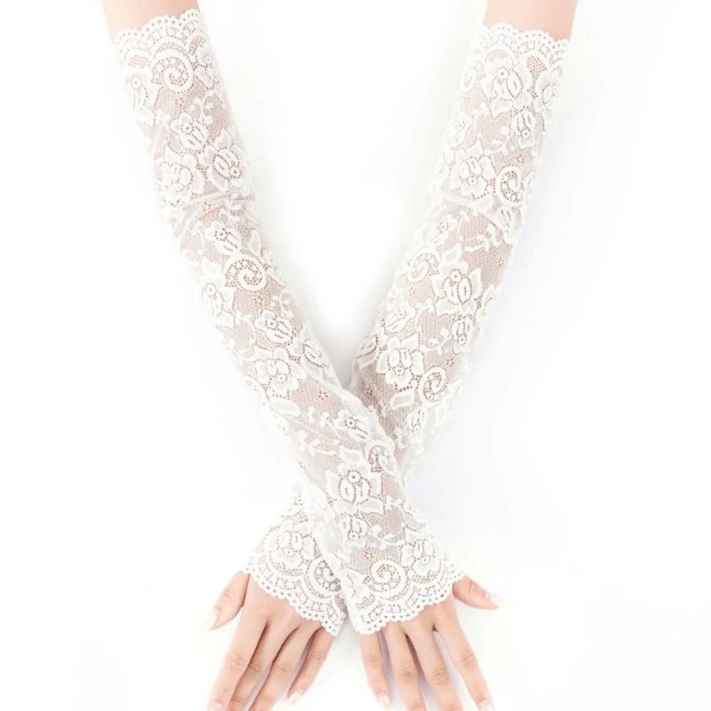 Womens Sexy Floral Lace Sunscreen Arm Sleeves Summer UV Protection 3