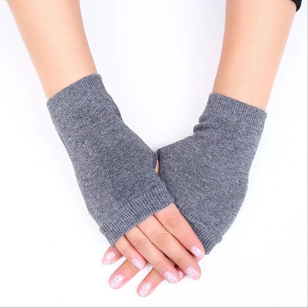 Womens Stylish TwistPattern Hand Warmers Faux Wool Fingerless Gloves 15