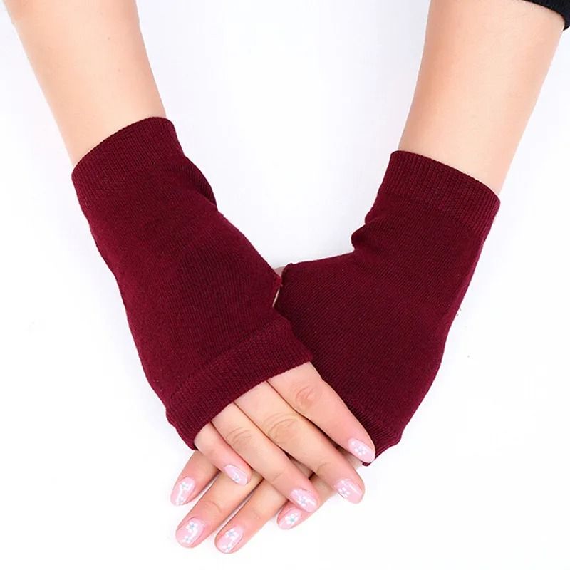 Womens Stylish TwistPattern Hand Warmers Faux Wool Fingerless Gloves 16