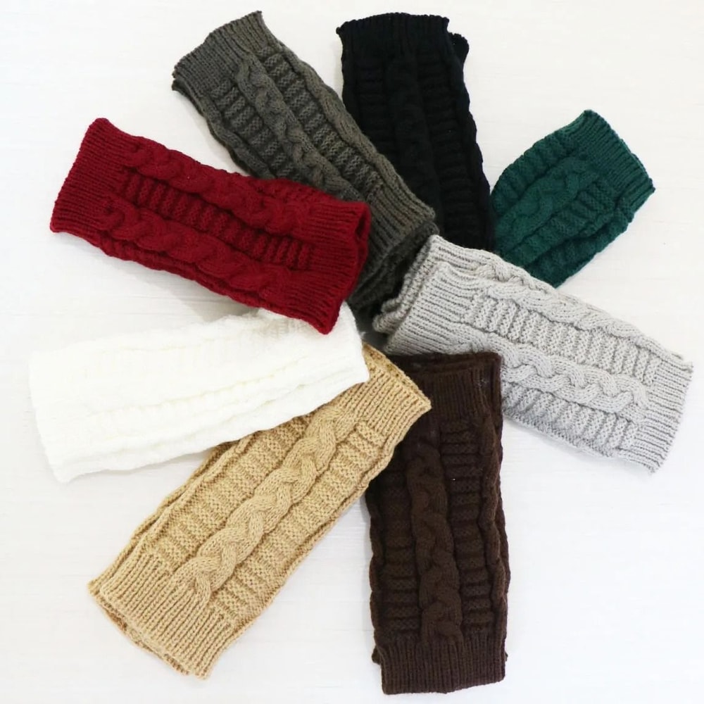 Womens Stylish TwistPattern Hand Warmers Faux Wool Fingerless Gloves 4