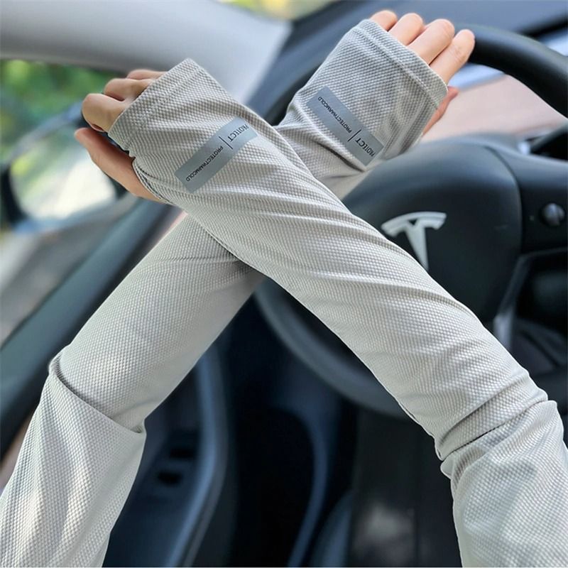 Mens Large Size Japanese Ice Silk Sun Protection Sleeves Summer UV Arm Covers 0