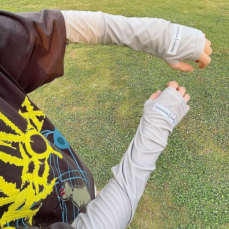 Mens Large Size Japanese Ice Silk Sun Protection Sleeves Summer UV Arm Covers 3
