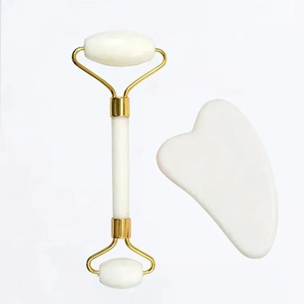 Natural Jade Facial Roller And Gua Sha Body Massager Set 10