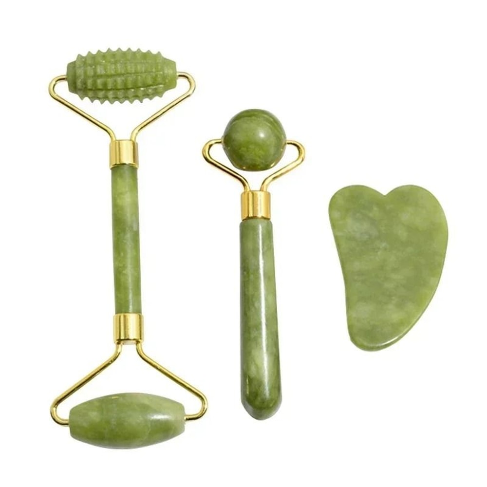 Natural Jade Facial Roller And Gua Sha Body Massager Set 11