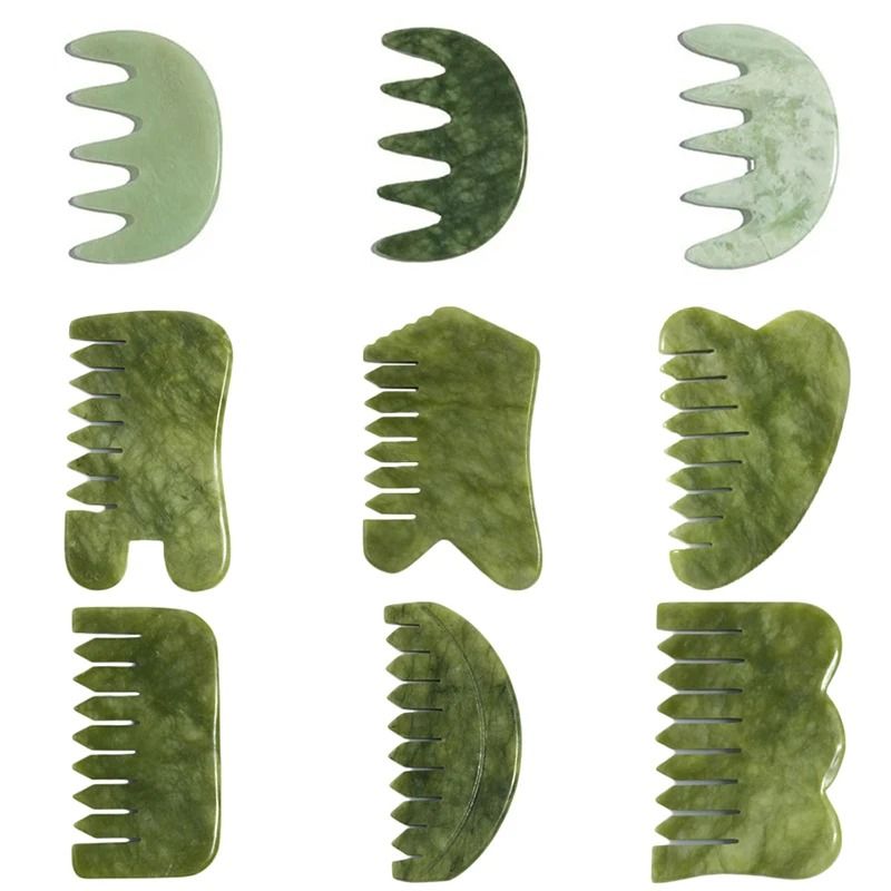 Natural Jade Scalp Comb And Facial Gua Sha Scraping Board 0