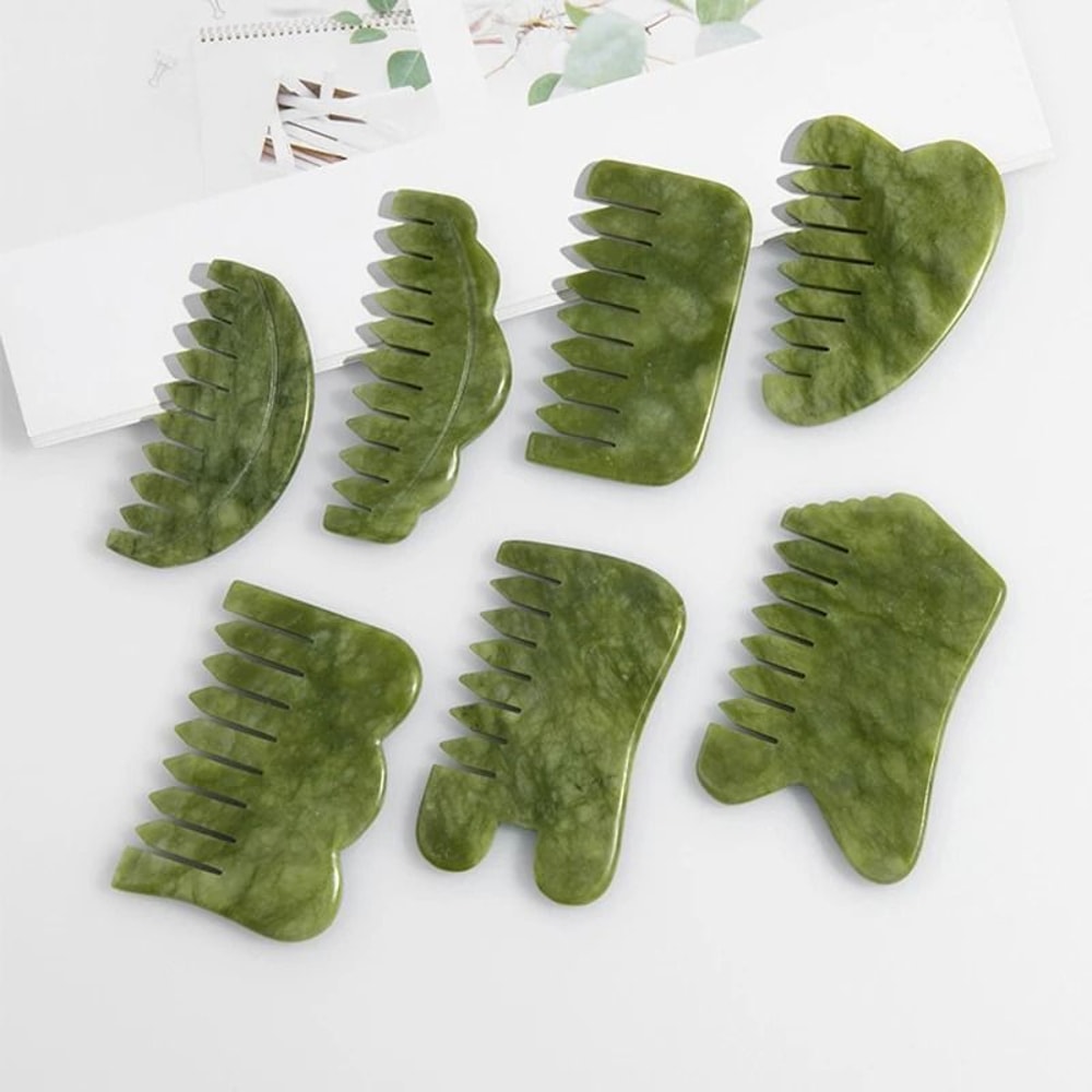 Natural Jade Scalp Comb And Facial Gua Sha Scraping Board 1