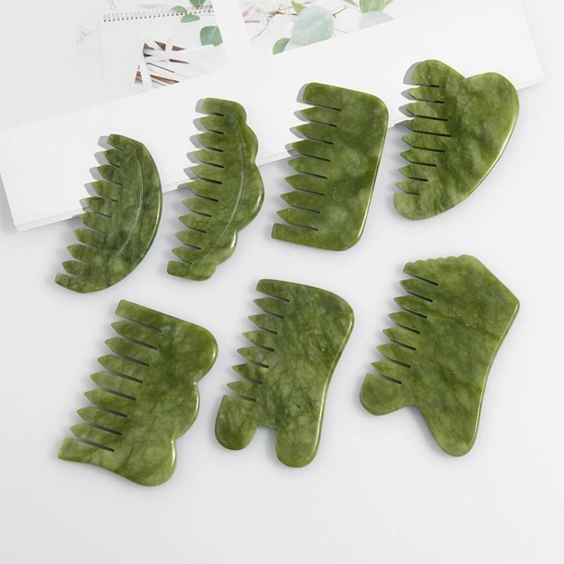 Natural Jade Scalp Comb And Facial Gua Sha Scraping Board 1