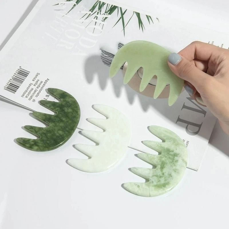 Natural Jade Scalp Comb And Facial Gua Sha Scraping Board 2