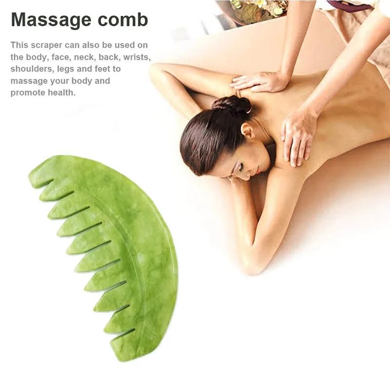 Natural Jade Scalp Comb And Facial Gua Sha Scraping Board 3