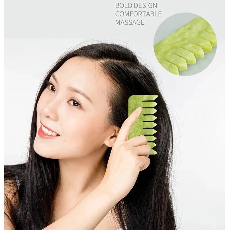 Natural Jade Scalp Comb And Facial Gua Sha Scraping Board 5