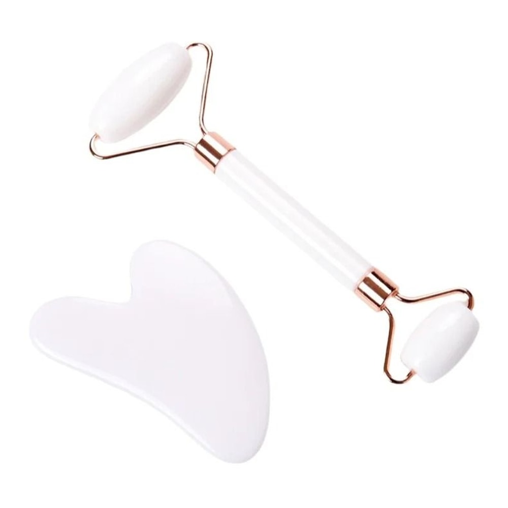 Natural Resin Facial Roller And HeartShaped Gua Sha Scraper Set 0
