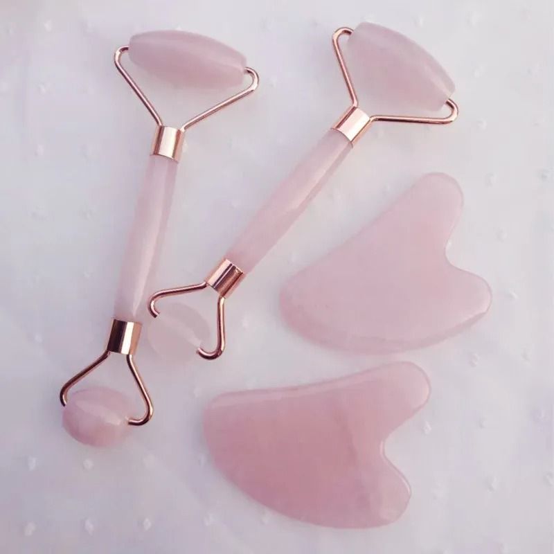 HighQuality Quartz Jade Facial Roller And Gua Sha AntiAging Set 2