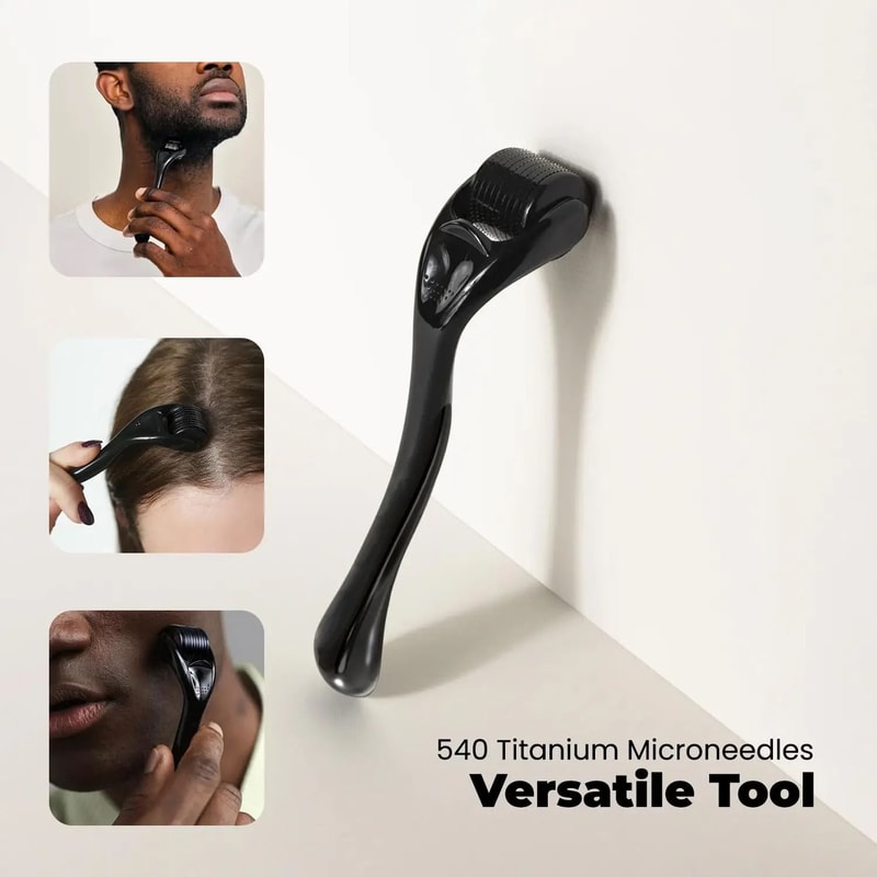 Luxury Titanium Microneedle Derma Roller Stamp For Face Beard Scalp 1