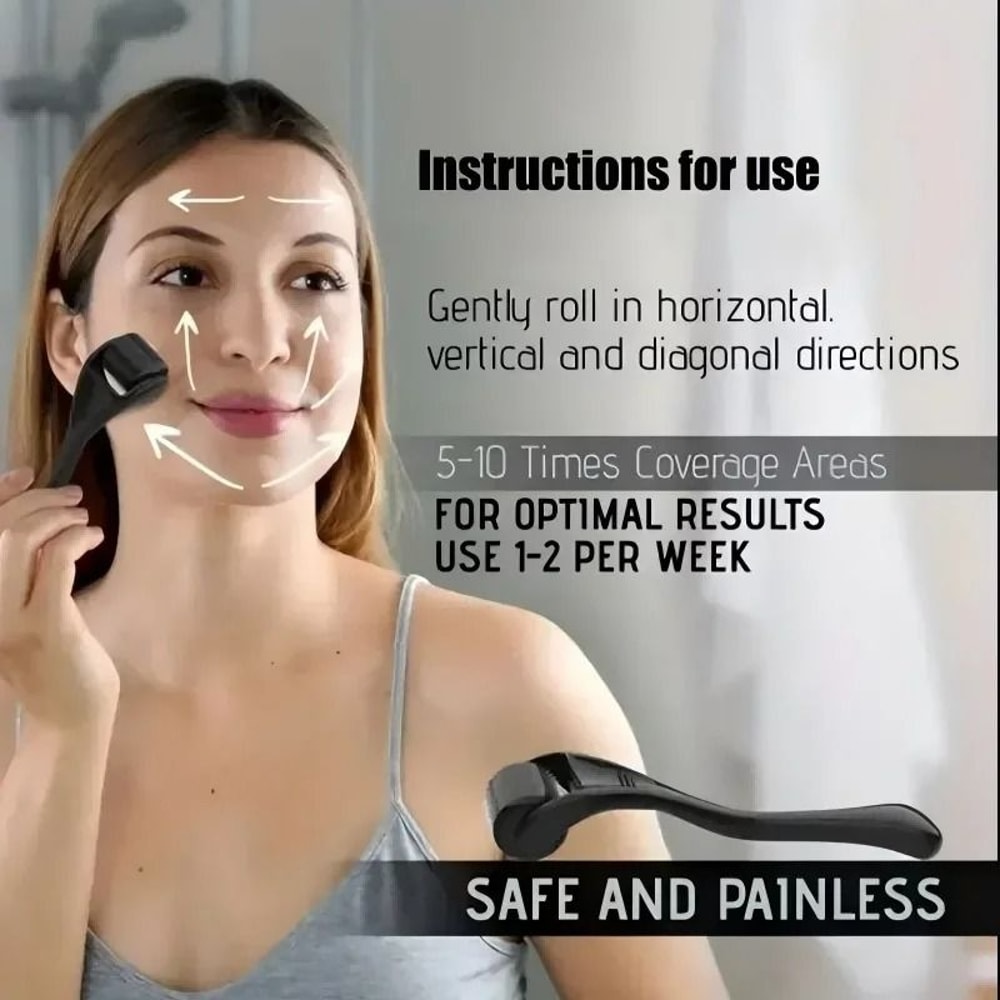 Luxury Titanium Microneedle Derma Roller Stamp For Face Beard Scalp 3