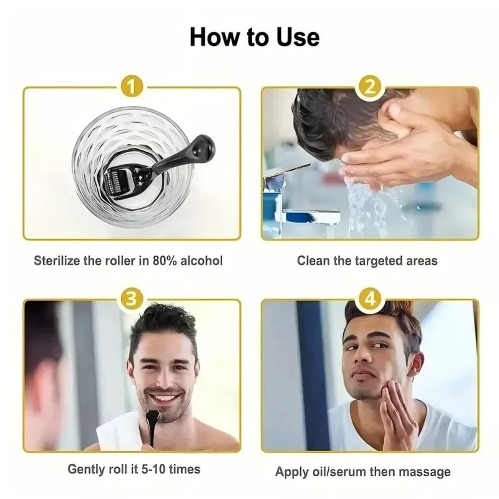 Luxury Titanium Microneedle Derma Roller Stamp For Face Beard Scalp 5