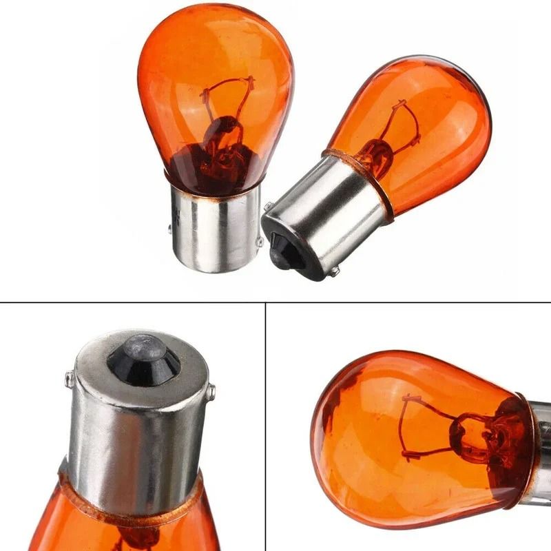 2Pack Amber P21W 1156 BA15S Halogen Indicator And Turn Signal Bulbs 4