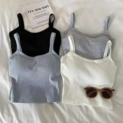 womens sexy sleeveless crop top - basic fashion camisole & tube top