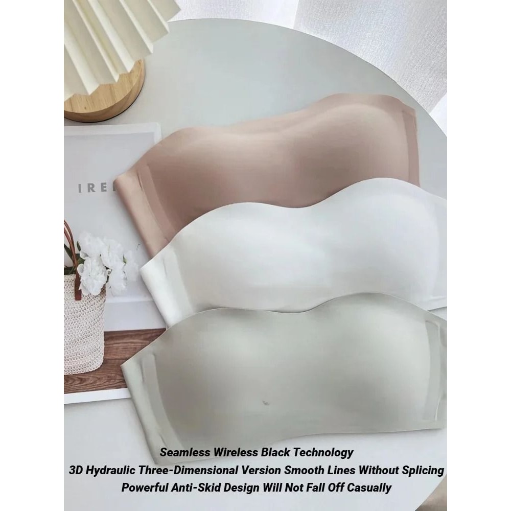 Womens Seamless Strapless Bra Invisible Cup NonWire Lingerie 2