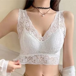 womens deep v-neck lace bralette - wire-free sexy lingerie camisole