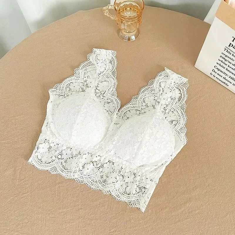 Womens Deep VNeck Lace Bralette WireFree Sexy Lingerie Camisole 11
