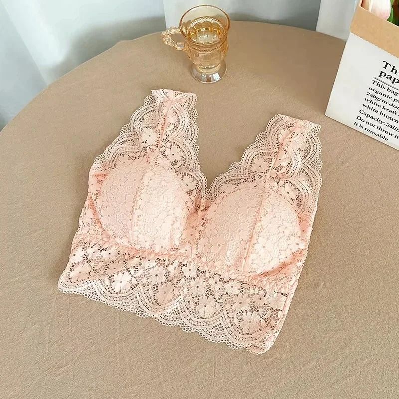 Womens Deep VNeck Lace Bralette WireFree Sexy Lingerie Camisole 7